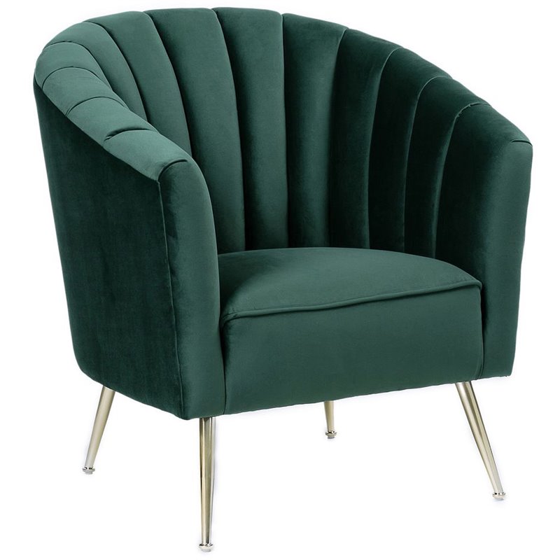 Eden Home Contemporary Velvet & Metal Accent Chair in Green/Gold