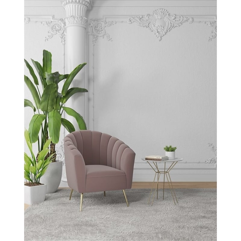 Eden Home Contemporary Velvet & Metal Accent Chair in Pink/Gold