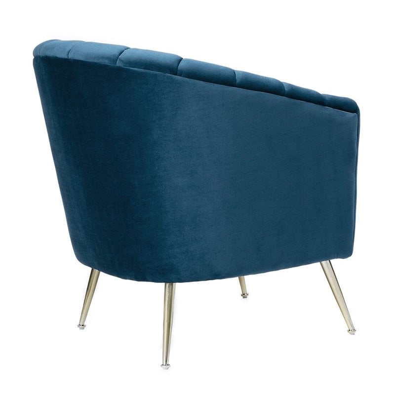 Eden Home Contemporary Velvet & Metal Accent Chair in Blue/Gold (Set of 2)