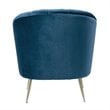 Eden Home Contemporary Velvet & Metal Accent Chair in Blue/Gold (Set of 2)