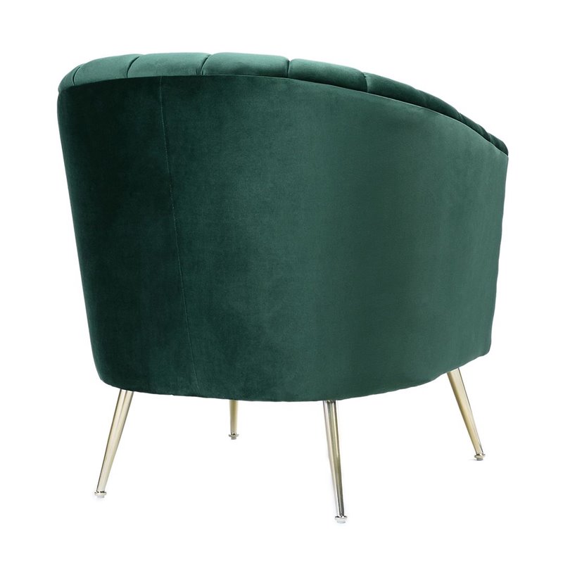 Eden Home Contemporary Velvet & Metal Accent Chair in Green/Gold (Set of 2)