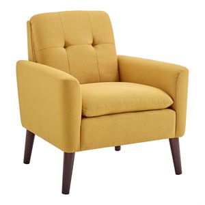 eden home button-tufted modern polyester fabric accent chair in yellow