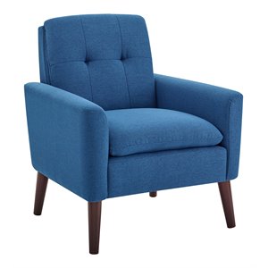 eden home button-tufted modern polyester fabric accent chair in blue