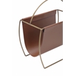 Eden Home Modern Metal and PU Magazine Rack of Sleek Steel Frame in Brown