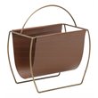 Eden Home Modern Metal and PU Magazine Rack of Sleek Steel Frame in Brown