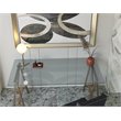 Eden Home Modern Metal and Glass Desk in Brushed Brass Finish