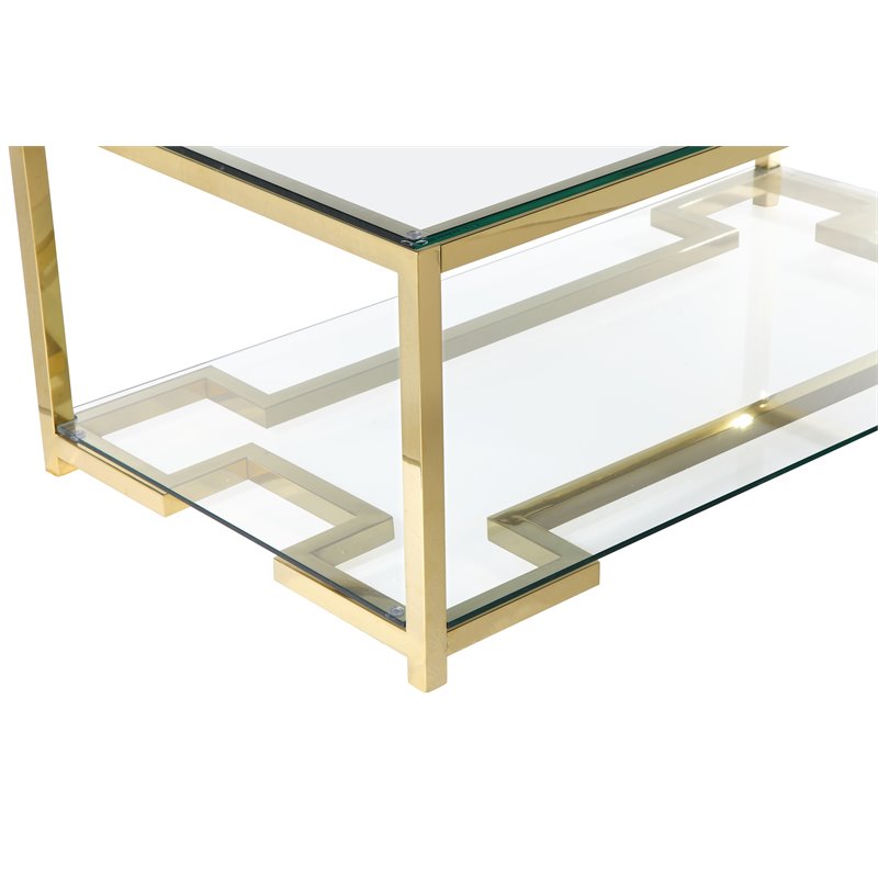 Eden Home Modern Metal Coffee Table in High Polish Gold Finish
