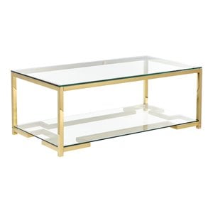 Eden Home Modern Metal Coffee Table in High Polish Gold Finish