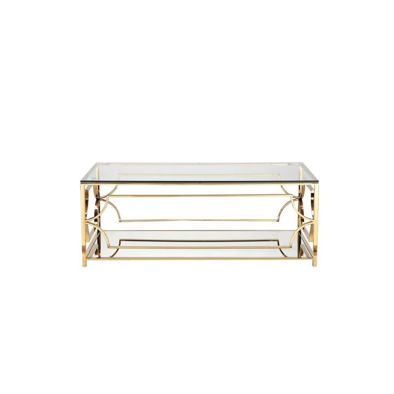 Eden Home Modern Rectangular Coffee Table in Polish Gold Finish