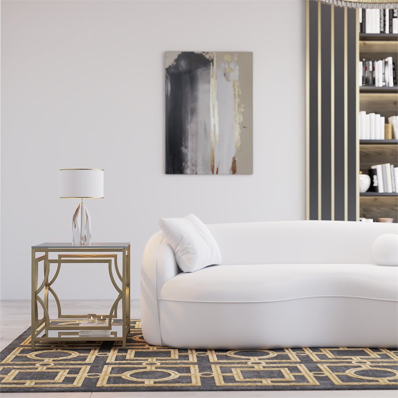 Eden Home Modern Metal/Glass Side Table in Brushed Brass Finish