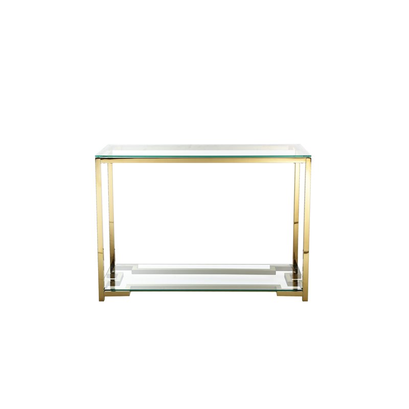 Eden Home Modern Metal Console Table in High Polish Gold Finish