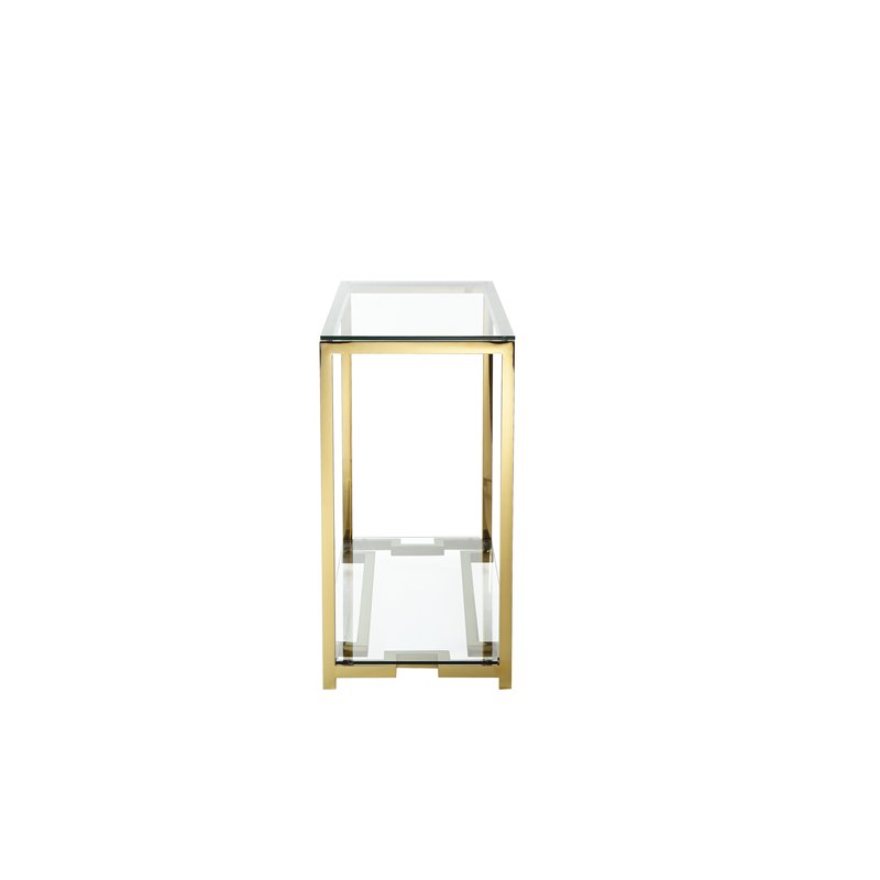 Eden Home Modern Metal Console Table in High Polish Gold Finish