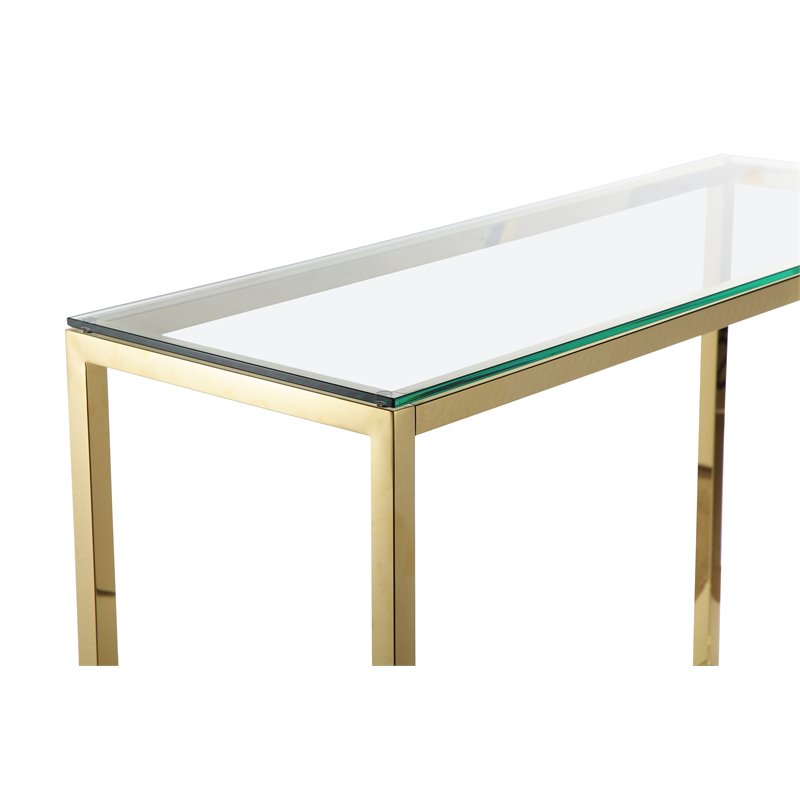 Eden Home Modern Metal Console Table in High Polish Gold Finish