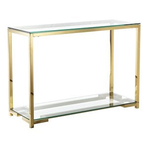 Eden Home Modern Metal Console Table in High Polish Gold Finish