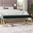 Eden Home Modern Steel and Velvet Bench in Gold and Green Finish