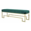Eden Home Modern Steel and Velvet Bench in Gold and Green Finish
