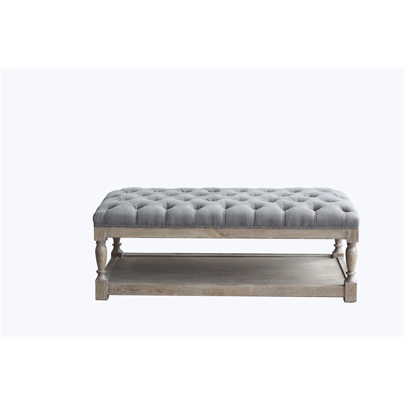 Eden Home Farmhouse Rectangular Coffee Table in Frost Gray Finish