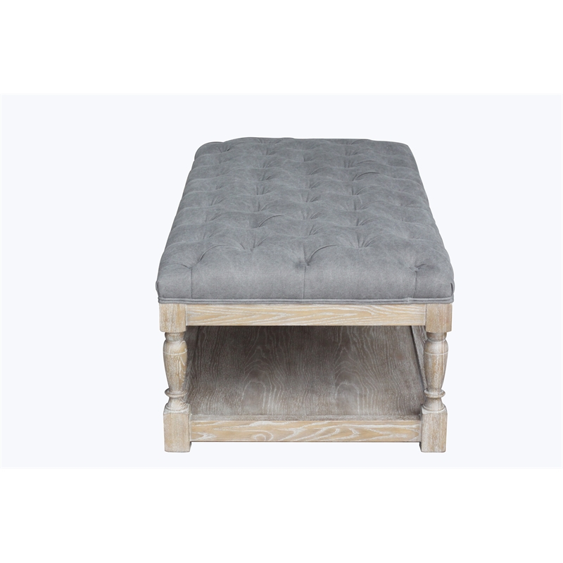 Eden Home Farmhouse Rectangular Coffee Table in Frost Gray Finish