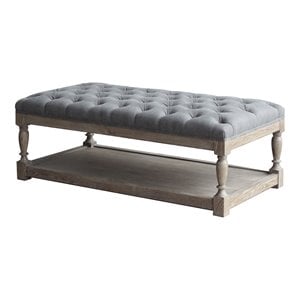 Eden Home Farmhouse Rectangular Coffee Table in Frost Gray Finish