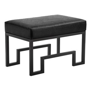 Eden Home Modern 18&quot Stainless Steel/Fabric Stool in Black Finish