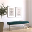 Eden Home Modern Steel and Velvet Bench in Silver and Green Finish