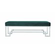 Eden Home Modern Steel and Velvet Bench in Silver and Green Finish