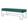 Eden Home Modern Steel and Velvet Bench in Silver and Green Finish