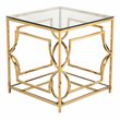 Eden Home Modern Metal/Glass Side Table in High Polish Gold Finish