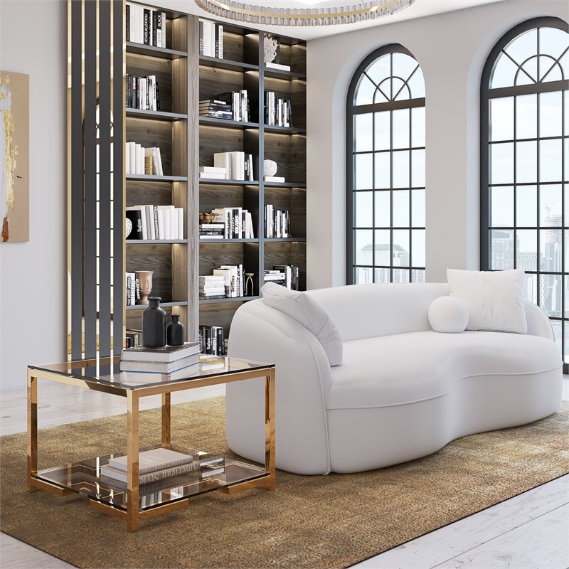 Eden Home Modern Metal/Glass Side Table in High Polish Gold Finish