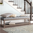 Eden Home Farmhouse Solid Wood and Fabric Bench in Frost Gray Finish