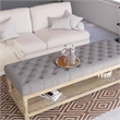 Eden Home Farmhouse Solid Wood and Fabric Bench in Frost Gray Finish