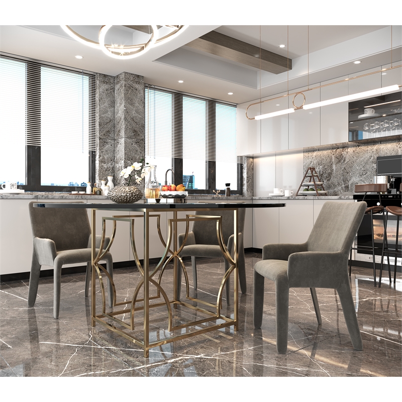 Eden Home Modern Round Metal Dining Table in High Polish Gold Finish