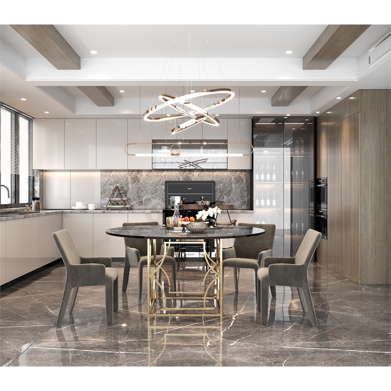 Eden Home Modern Round Metal Dining Table in High Polish Gold Finish