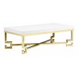 Eden Home Modern Steel Coffee Table in White Lacquer and Gold Finish