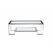 Eden Home Modern Metal-Glass Coffee Table in High Polish Silver Finish