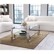 Eden Home Modern Metal-Glass Coffee Table in High Polish Silver Finish