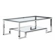 Eden Home Modern Metal-Glass Coffee Table in High Polish Silver Finish