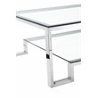 Eden Home Modern Metal-Glass Coffee Table in High Polish Silver Finish
