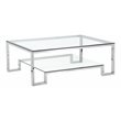 Eden Home Modern Metal-Glass Coffee Table in High Polish Silver Finish