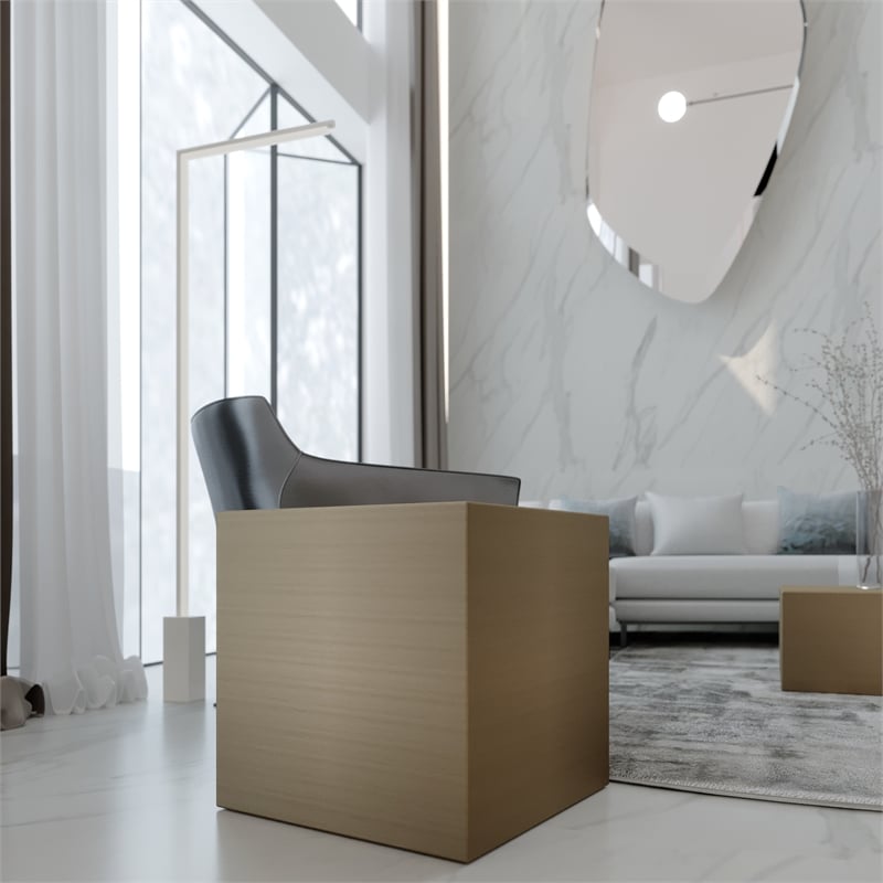 Eden Home Modern Large Square Metal Side Table in Brushed Brass Finish