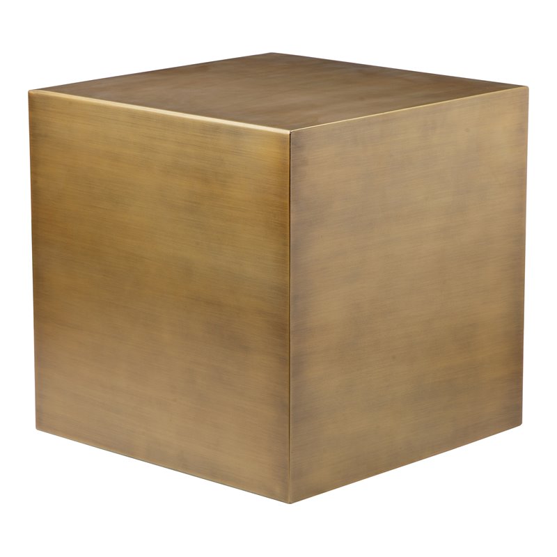 Eden Home Modern Large Square Metal Side Table in Brushed Brass Finish