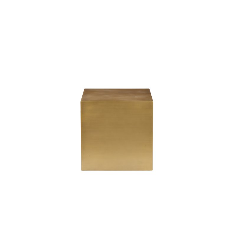 Eden Home Modern Small Square Metal Side Table in Brushed Brass Finish