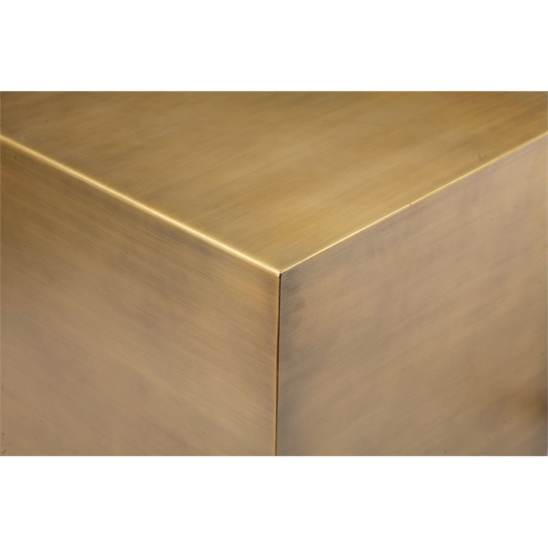 Eden Home Modern Small Square Metal Side Table in Brushed Brass Finish