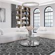 Eden Home Modern Round Metal-Glass Coffee Table in Polish Silver Finish