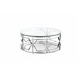 Eden Home Modern Round Metal-Glass Coffee Table in Polish Silver Finish