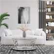 Eden Home Modern Round Metal-Glass Coffee Table in Polish Silver Finish