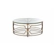 Eden Home Modern Round Metal-Glass Coffee Table in Brushed Brass Finish