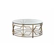 Eden Home Modern Round Metal-Glass Coffee Table in Brushed Brass Finish