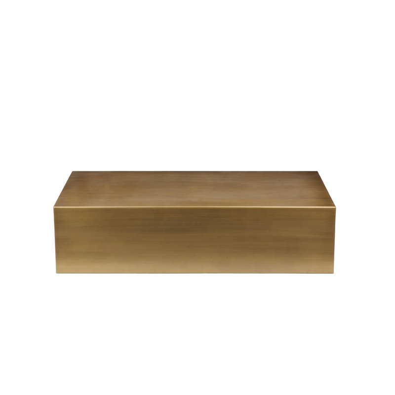 Eden Home Modern Rectangular Metal Coffee Table in Brushed Brass Finish