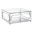 Eden Home Modern Square Metal-Glass Coffee Table in Polish Silver Finish